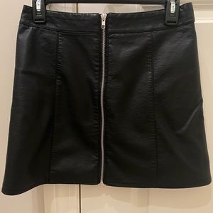 Faux Black Leather Skirt